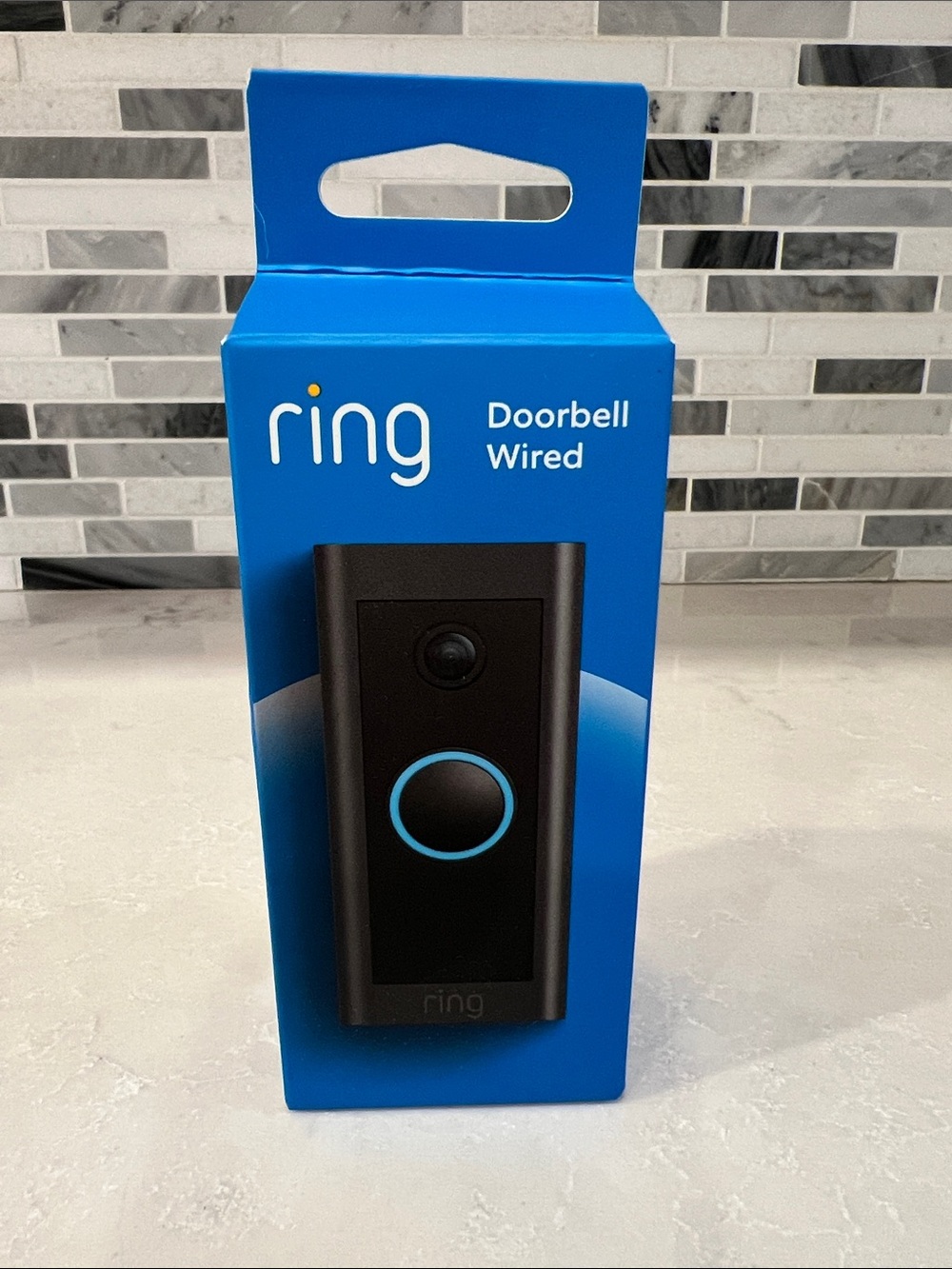 Ring Wired Doorbell Black with Blue LED Security Two Way Talk Advanced Motion